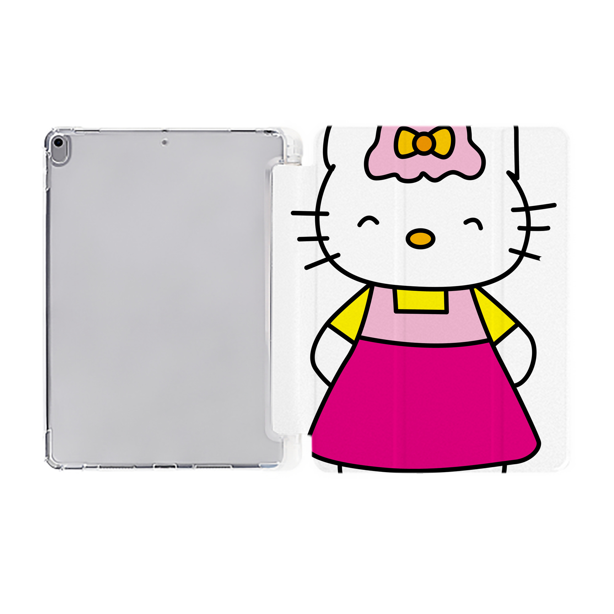 （画像用） Hello Kitty ハローキティ IPad ケース ペン収納付き 三つ折りスタンド PUレザー×シリコン 対応機種9.5/10.5/10.9インチ